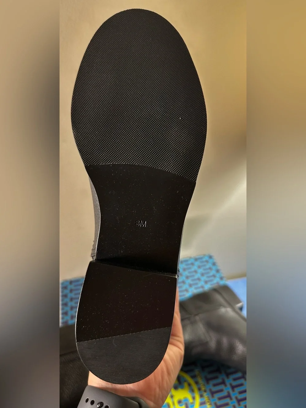 Tory Burch Junction Riding Boots Women’s 8 Black Tumbled Leather New in Box